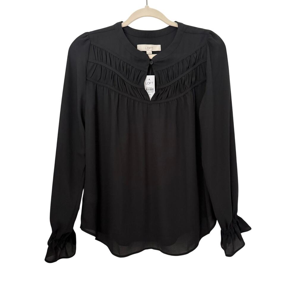 NWT LOFT Women's Black Long Sleeve Blouse - Size XS